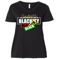 Juneteenth Blackity Black Ladies Plus Size Curvy V-Neck T-Shirt