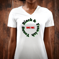 Young Black & Free-ish Since 1865 Women's V-Neck T-Shirt