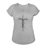 Jesus T-shirt, Jesus, Christian Shirt, Jesus Shirt, Vertical Cross, Cross, Jesus Cross, Religious Shirt, Church, Disciple, Love,Grace, Faith - heather gray