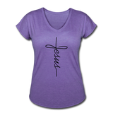 Jesus T-shirt, Jesus, Christian Shirt, Jesus Shirt, Vertical Cross, Cross, Jesus Cross, Religious Shirt, Church, Disciple, Love,Grace, Faith - purple heather