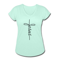 Jesus T-shirt, Jesus, Christian Shirt, Jesus Shirt, Vertical Cross, Cross, Jesus Cross, Religious Shirt, Church, Disciple, Love,Grace, Faith - mint