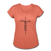 Jesus T-shirt, Jesus, Christian Shirt, Jesus Shirt, Vertical Cross, Cross, Jesus Cross, Religious Shirt, Church, Disciple, Love,Grace, Faith - heather bronze