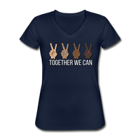 Together We Can, Peace Sign Women's V-Neck T-Shirt - navy