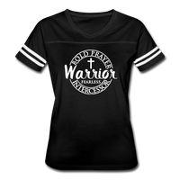 Prayer Warrior, Fearless Intercessor - Women’s Vintage Sport T-Shirt, Woman of God, Praying Mother, Grandmother, Mama - black/white