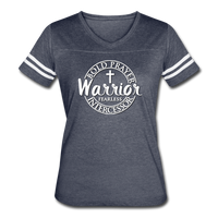 Prayer Warrior, Fearless Intercessor - Women’s Vintage Sport T-Shirt, Woman of God, Praying Mother, Grandmother, Mama - vintage navy/white
