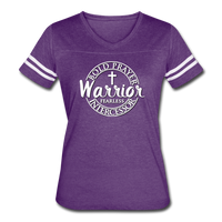 Prayer Warrior, Fearless Intercessor - Women’s Vintage Sport T-Shirt, Woman of God, Praying Mother, Grandmother, Mama - vintage purple/white