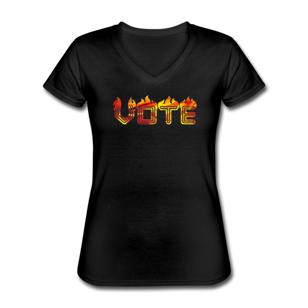 Fiery Vote Women's V-Neck T-Shirt - black
