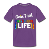 Livin That Pre School Life, Back to School, First Day of School Child's Shirt Toddler Premium T-Shirt - purple