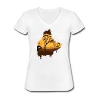 Sensual African Roots Womans Face,W Drippin, V-Neck T-Shirt - white