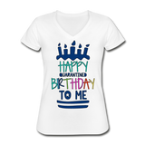 Happy Birthday To Me Women's V-Neck T-Shirt, Blue - white