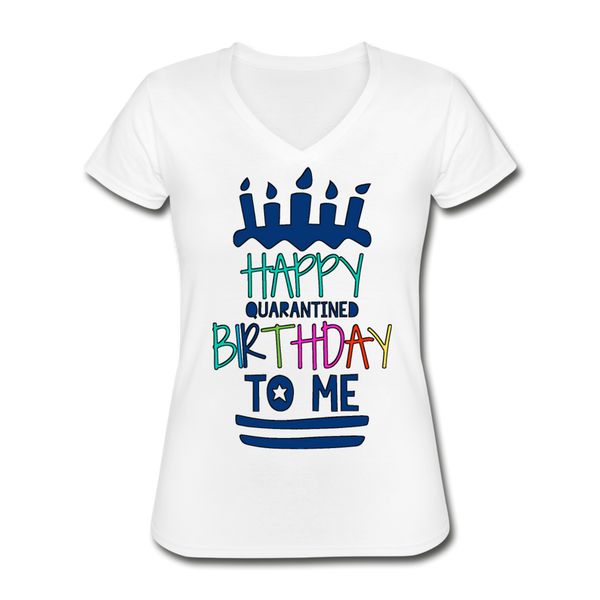 Happy Birthday To Me Women's V-Neck T-Shirt, Blue - white
