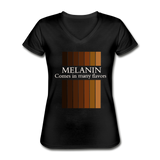 Melanin Comes In Many Flavors V-Neck T-Shirt - black