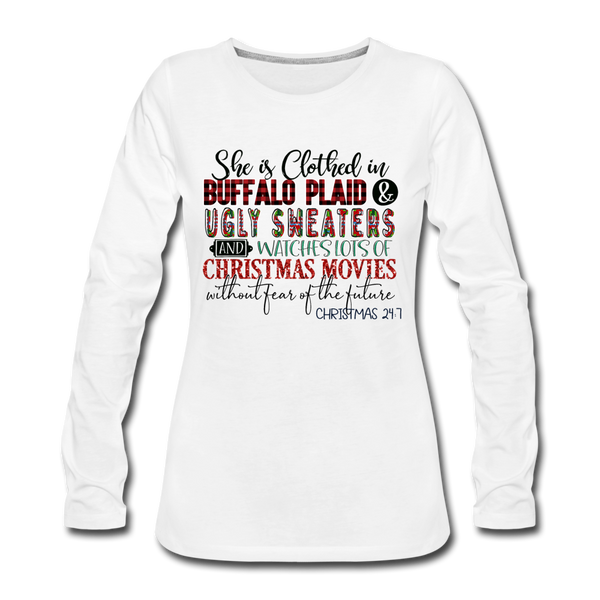 Buffalo Plaid, Ugly Sweaters, Christmas Movies Shirt - white