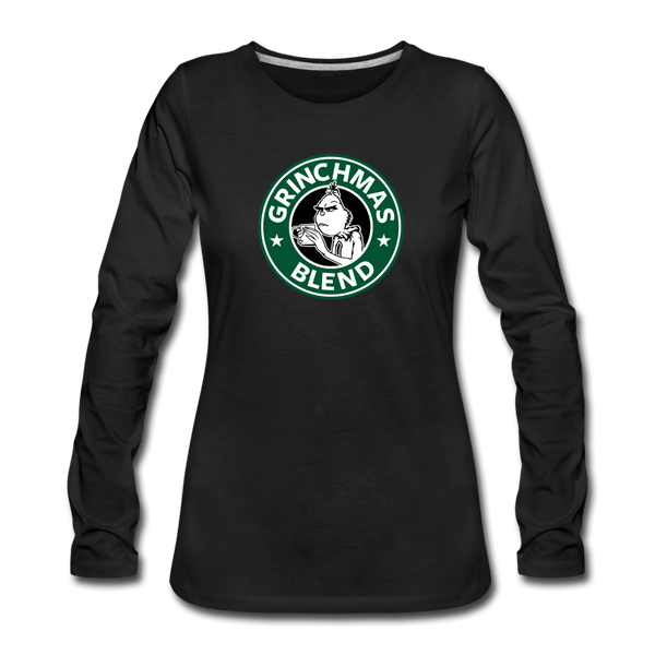 Grinchmas Blend Christmas Coffee Shirt, Long Sleeve T-Shirt - black