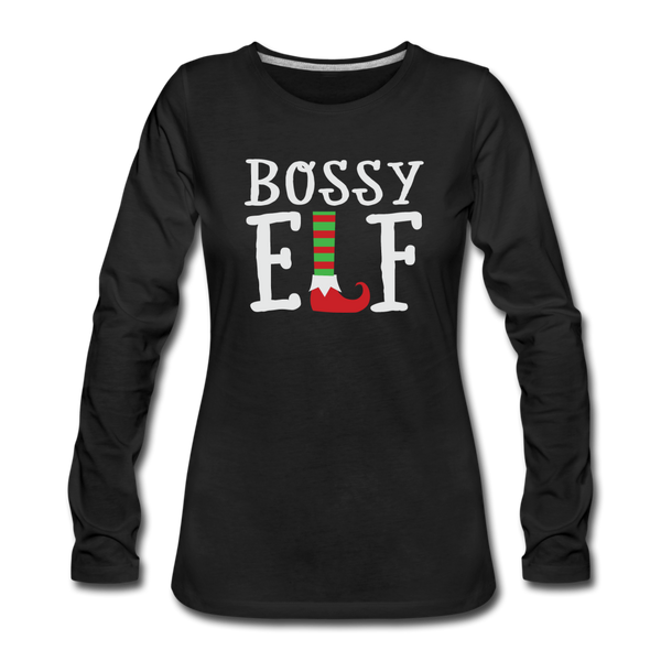 Bossy Elf, Funny Christmas Shirt - black