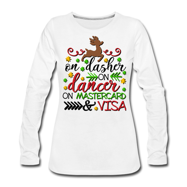 On Dasher, On Dancer, On Mastercard and Visa Christmas Shirt - white