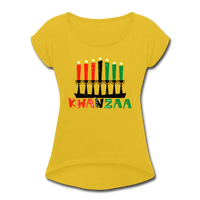 Kwanzaa Shirt, Kwanzaa Gift, Roll Cuff T-Shirt - mustard yellow