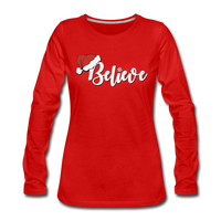 Believe, Christmas  Long Sleeve T-Shirt - red