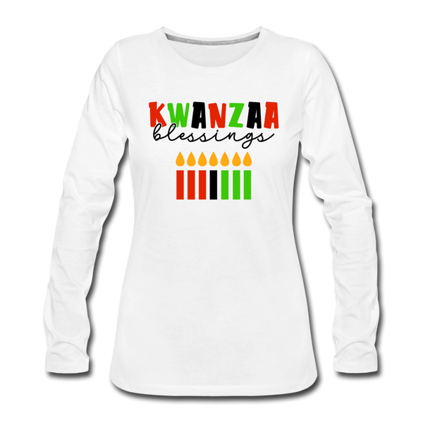 Kwanzaa Blessings, Happy Kwanzaa Shirt, Long Sleeve T-Shirt - white