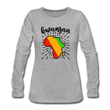 Kwanzaa Blessings, Happy Kwanzaa Map of Africa Shirt, Long Sleeve T-Shirt - heather gray