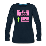 Living My Blessed Life - Women's Crew T-Shirt - deep navy