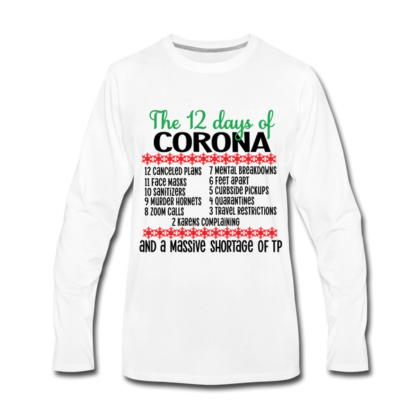 The 12 Days of Corona Mens Long Sleeve T-Shirt - white