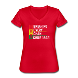 Breaking Every Chain Since 1865  V-Neck T-Shirt - red