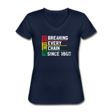 Breaking Every Chain Since 1865  V-Neck T-Shirt - navy