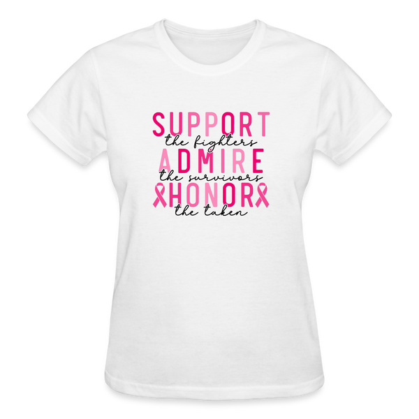 Support, Admire and Honor Cancer Awareness Shirt - white