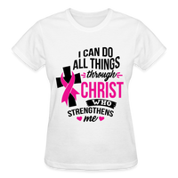 I Can Do All Things Through Cancer Awareness Shirt - white
