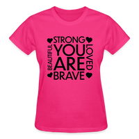 You Are Beautiful Strong Brave Awareness Shirt - fuchsia