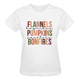 Flannels Pumpkins Bonfires Fall Shirt - white