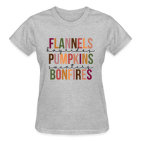 Flannels Pumpkins Bonfires Fall Shirt - heather gray